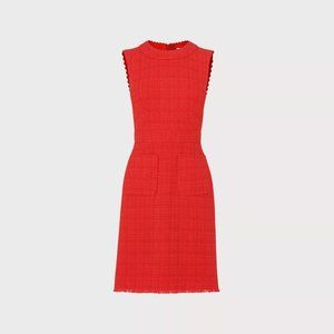 LK Bennett Lucca Red Tweed Scallop Trim Dress